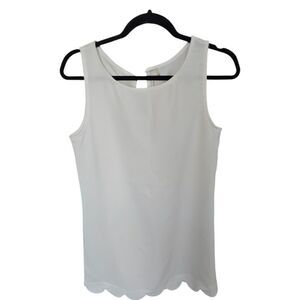 Mittoshop Size Small Women's White Sleeveless Scallop Hem Dress NWOT
